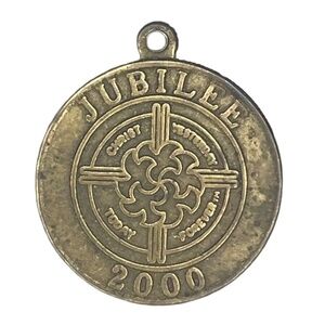 Vintage Jubilee 2000 Pendant/Charm "Christ Yesterday Today Forever" Brass Toned